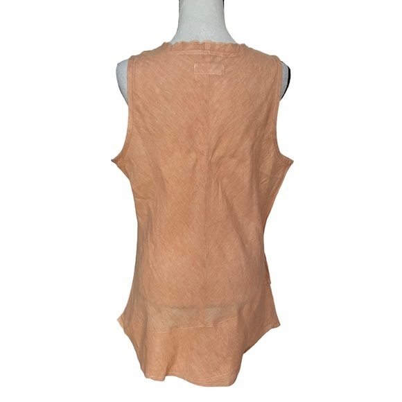 Flax linen flared peach color top/blouse size M. - Picture 2 of 5